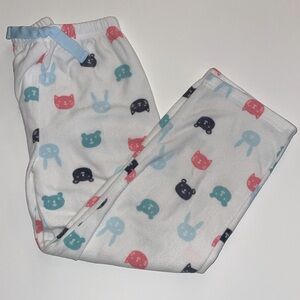 Pajama pants, 2 pack, COZY, fleece, XMAS & white with animal pics, kids size 8